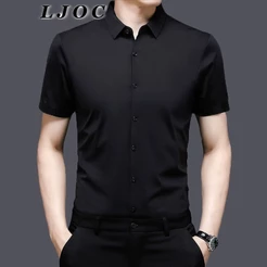 Camisa Social Masculino Manga Curta Slim Fácil De Botão Lisa