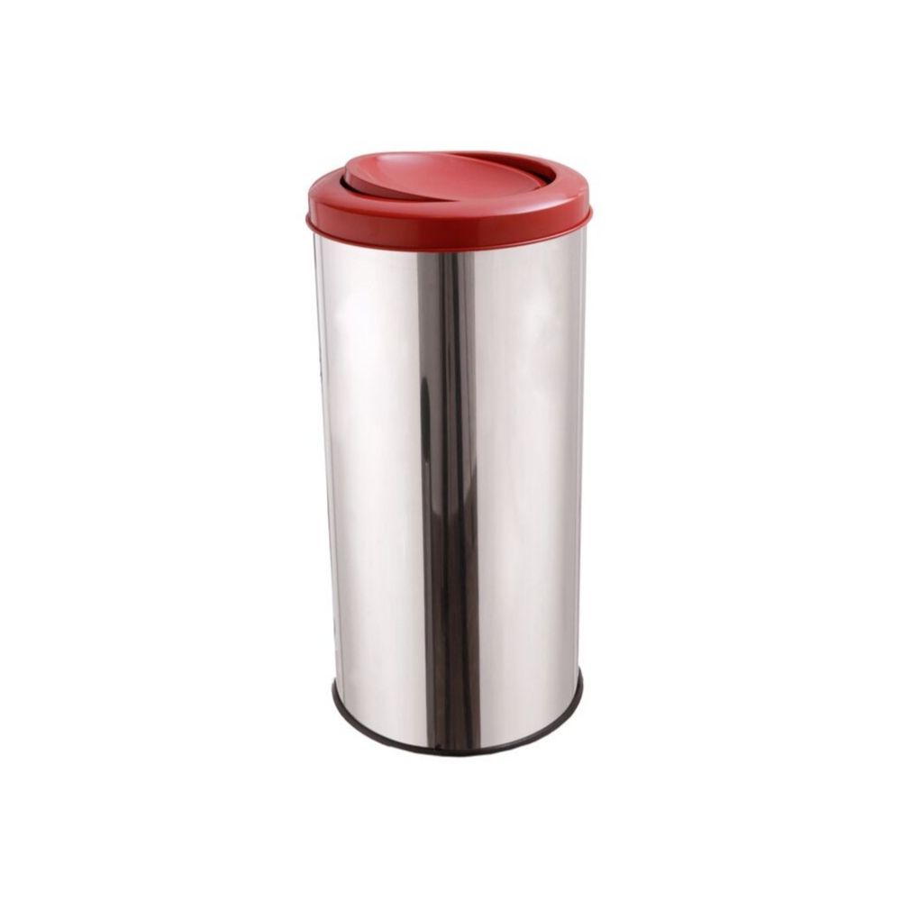 Lixeira Inox Redonda 25 Litros Com Tampa Basculante Flip Top Para Cozinha