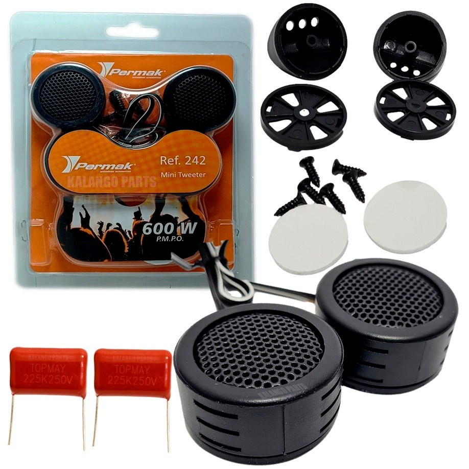 Kit Par Mini Tweeter 160W + 2 Capacitor 2,2UF X 250V Para Tweeter