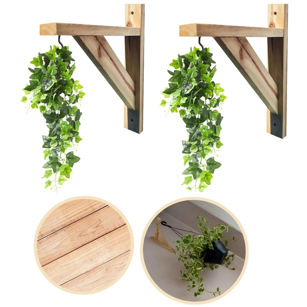 kit 2 Mão Francesa PINUS Suporte Para Pendurar Vaso De Planta Na Parede Gancho
