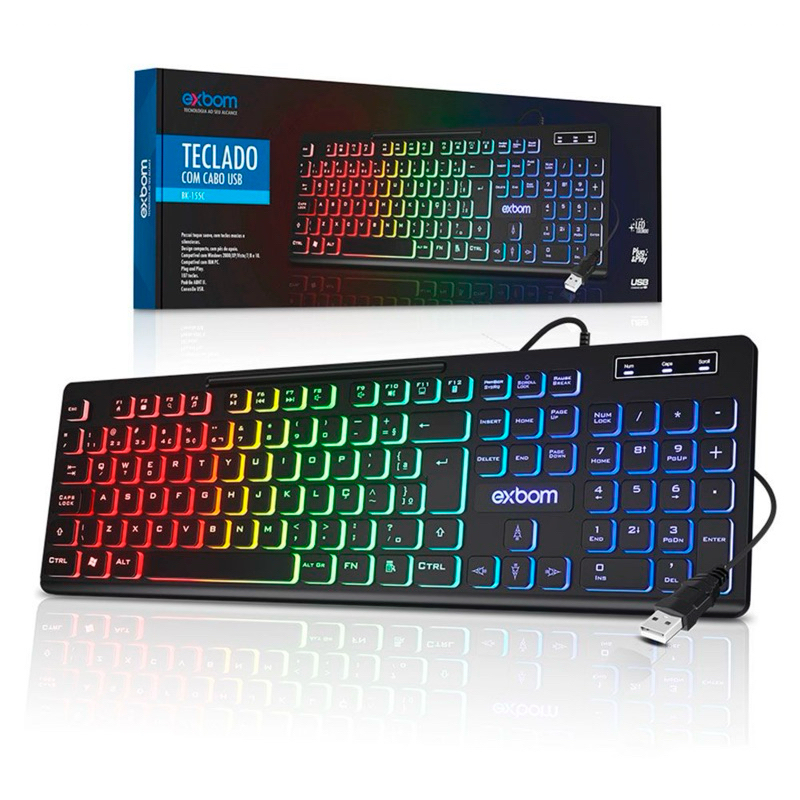 Teclado RGB Slim Silencioso Led Para Pc Notebook Vídeogame Xbox PS4 PS5 Original