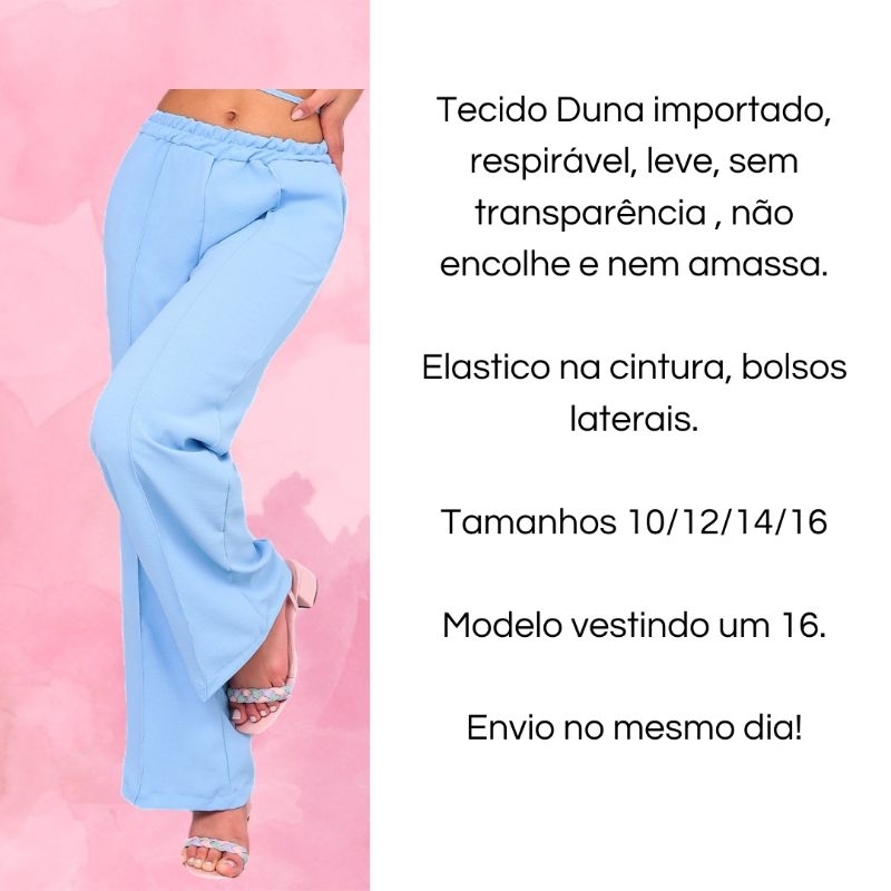 KIT 3 CALÇAS FEMININA JUVENIL infantil pantalona duna e bolsos moda blogueirinha gringa wide leg