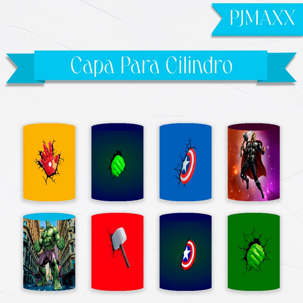 Capa Para Cilindro Tema Vingadores Homem de Ferro Hulk Thor Capitão America Decoração Elegante Malha Sublimada