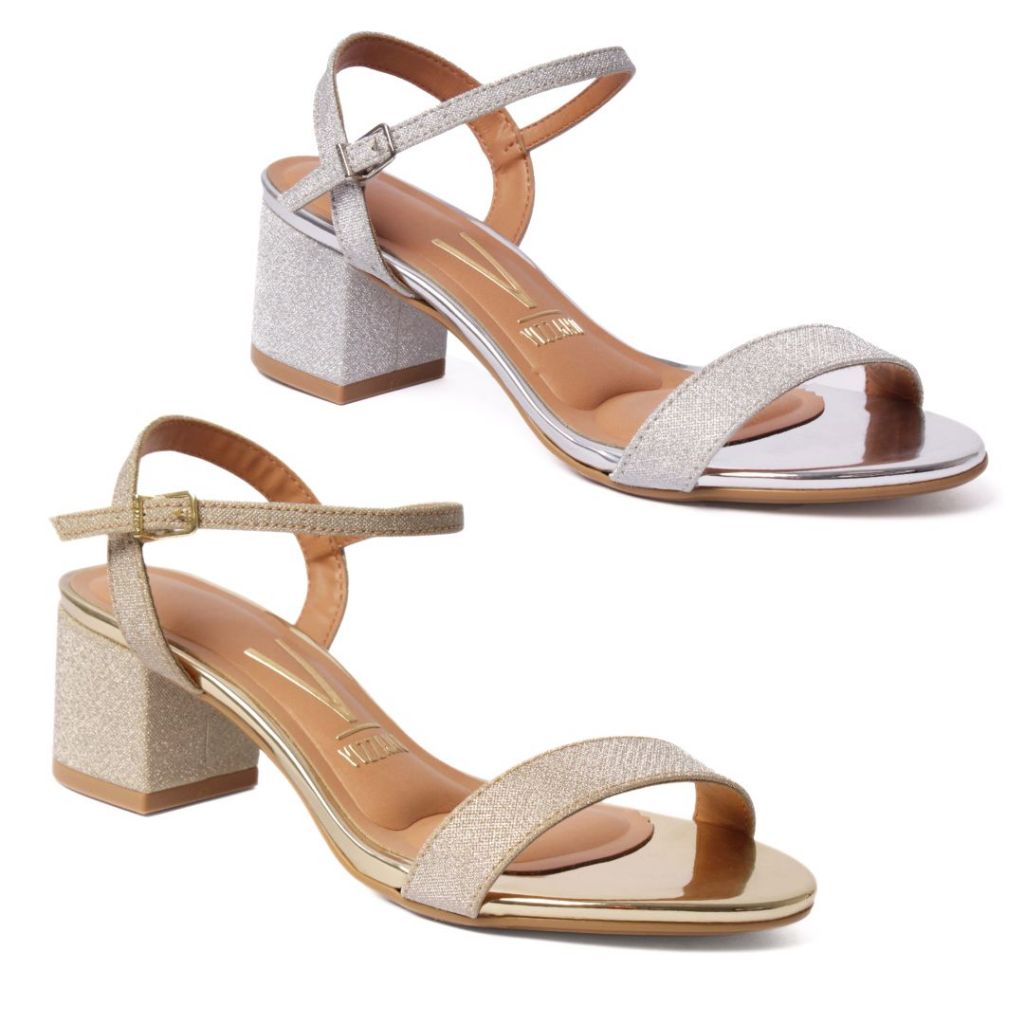Kit 2 Pares Sandália Vizzano Salto Grosso Feminina Fivela