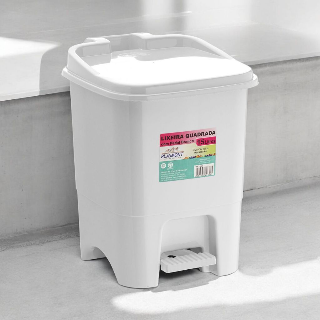2 Cesto De Lixo Plástico 15 Litros Reforçado Lixeira Com Pedal Para Consultório Laboratório em Oferta na Shopee