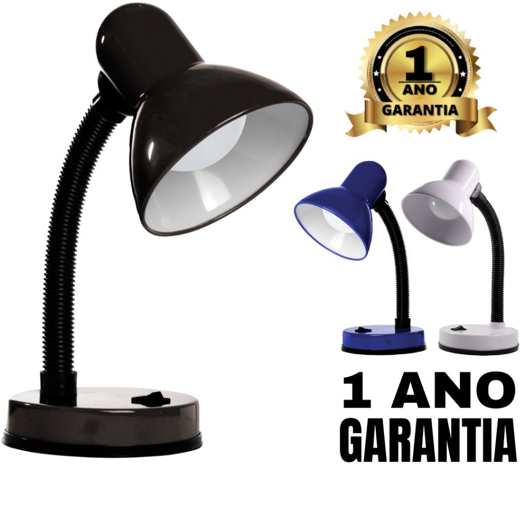 Abajur Luminária Mesa Leitura Cabeceira Manicure Base Flexível Articulada Dobrável