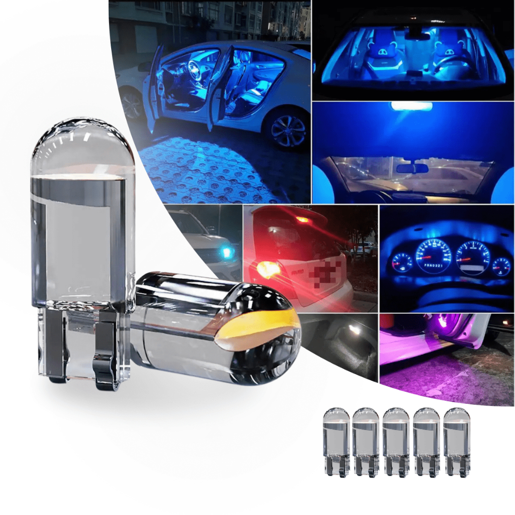 kit 10 Lâmpada Led Pingo T10 Carro Moto Diversas Cores 9mm 23mm 0,36W-COB Corrente 0,03A - DC12V