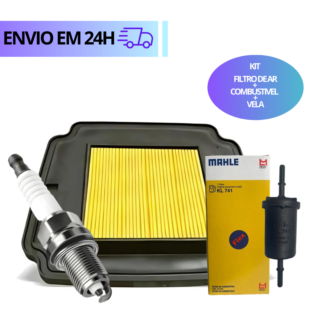 Filtro Ar Elemento Biz Modelo Original Honda + Filtro Combustível Flex Metal Leve Kl741 + Vela Ignicao Biz 125 2011 a 18
