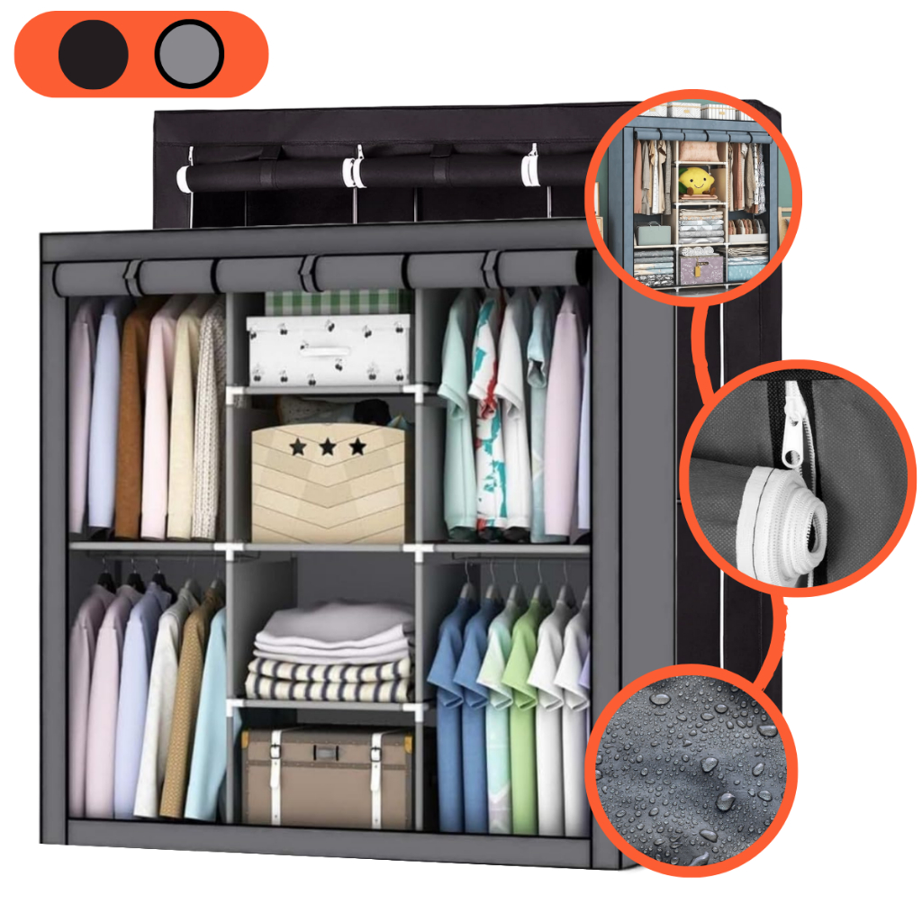 Guarda Roupa Dobrável Grande Organizador De Roupas Casal Portátil