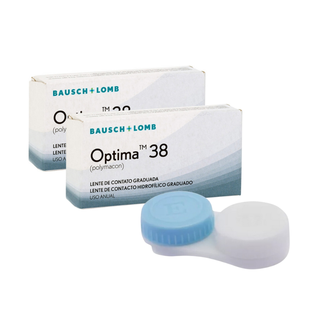 Lentes de Contato Optima 38 Anual Incolor O Par Com Grau + Estojo Porta-Lentes - Bausch&Lomb