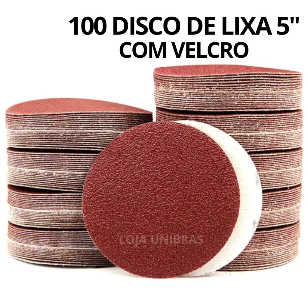 Kit 100 Discos Lixa Pluma 125mm Com Velcro (5'') Para Lixadeira Roto Orbital - Vários Grãos em Oferta na Shopee