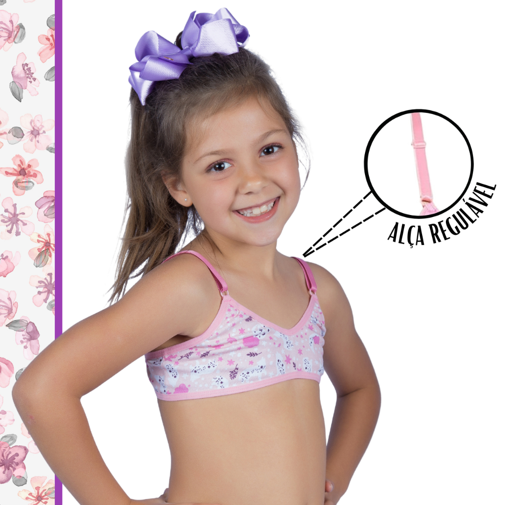 Sutiã infantil Estampado Luna Feminino Dia a Dia Suede Confortável Menina Moça Usar Uniforme Farda