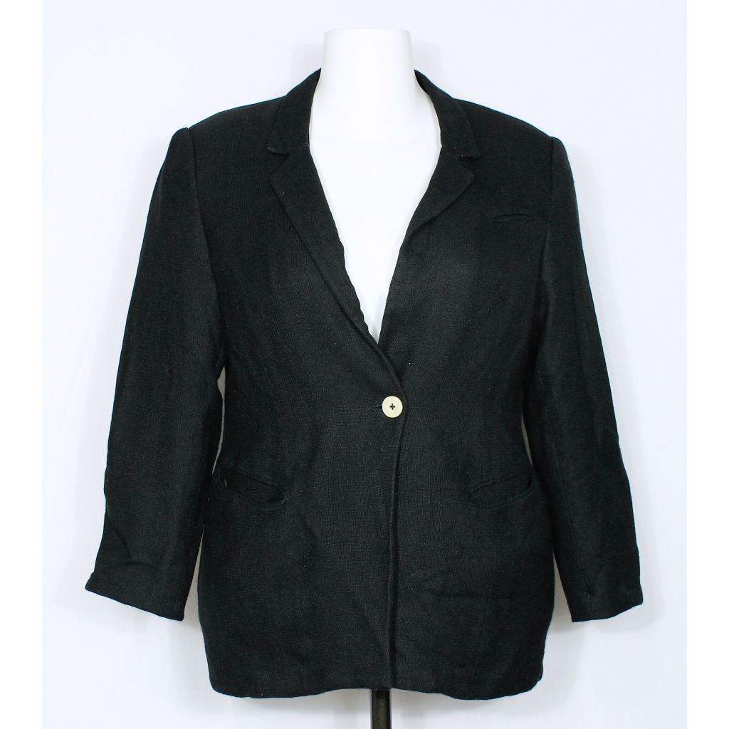 Blazer social alfaiataria feminina lã preto plus size - Veste G/GG - Ref. 2486 (brechó)