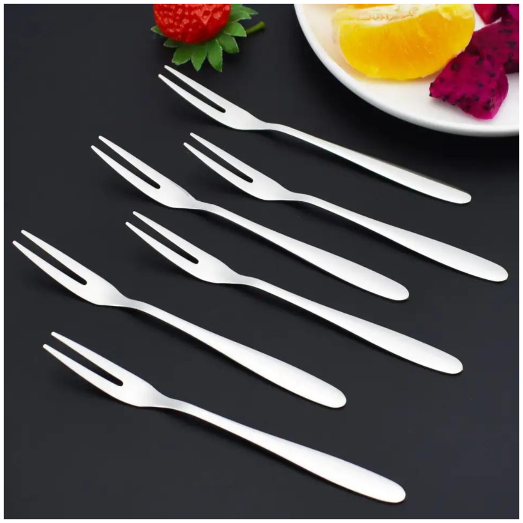 Garfo de Petiscos Inox Conjunto 6 Unidades Garfos para Frutas Frios Queijos Churrasco