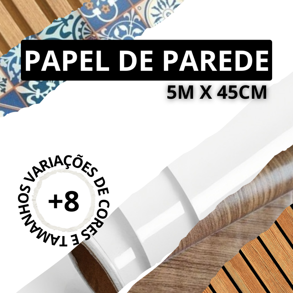 Papel de Parede Várias  Cores e Estampas Autoadesivo Alta Qualidade - 5Mx45CM