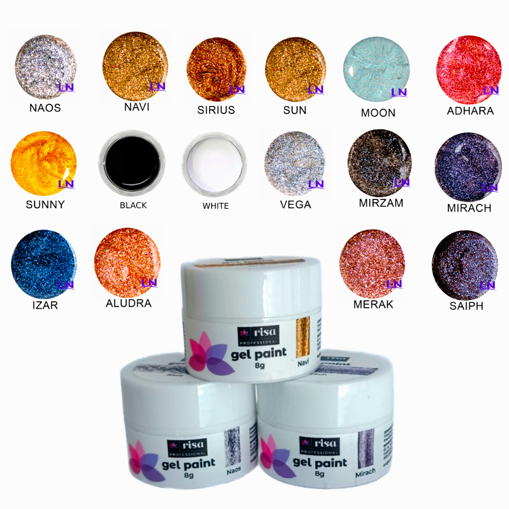 Risa Gel Paint 8g - Risa Professional - Várias Cores Decoração Finas