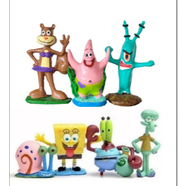 Detalhes do kit Enfeites De Aquário Fenda Do Biquini Turma Bob Esponja 3 casas(abacaxi,restaurante,lula) 7 Persongens