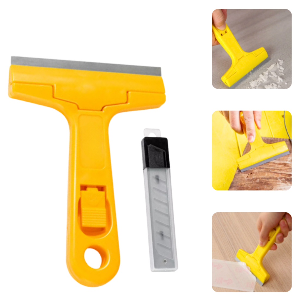 Raspador Removedor De Rejunte Tintas Piso Vidro Cerâmica Azulejo Espátula + Refil De Laminas