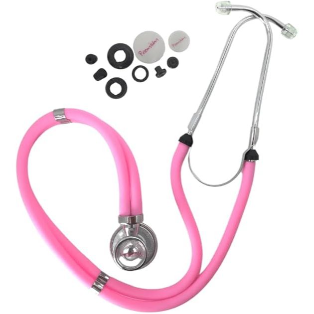 Estetoscópio Duplo Adulto e Infantil Premium Rappaport Rosa com Kit Reparo