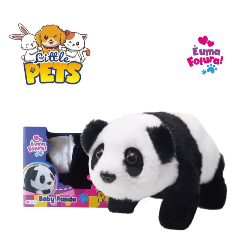 Pelúcia Panda Baby Com Som Little Pets - Shiny Toys em Oferta na Shopee