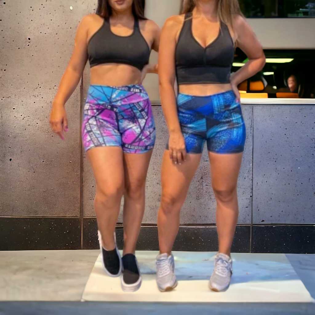 Conjunto feminino academia - moda fitness top liso e bermuda estampada em Oferta na Shopee