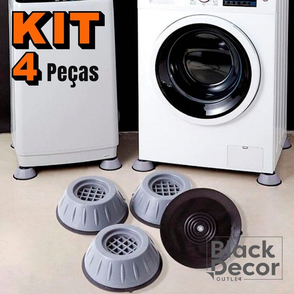 Kit 4 Suporte Pé Nivelador Máquina de Lavar/Geladeira Anti-Ruído