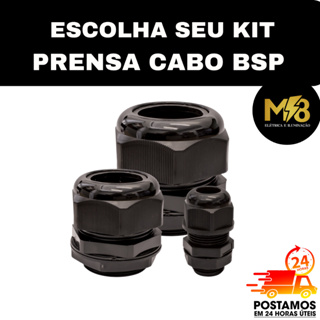 PRENSA CABO PRETO IP 65 BSP 1", 1/2, 1/4 ,3/4, 3/8 em Oferta na Shopee
