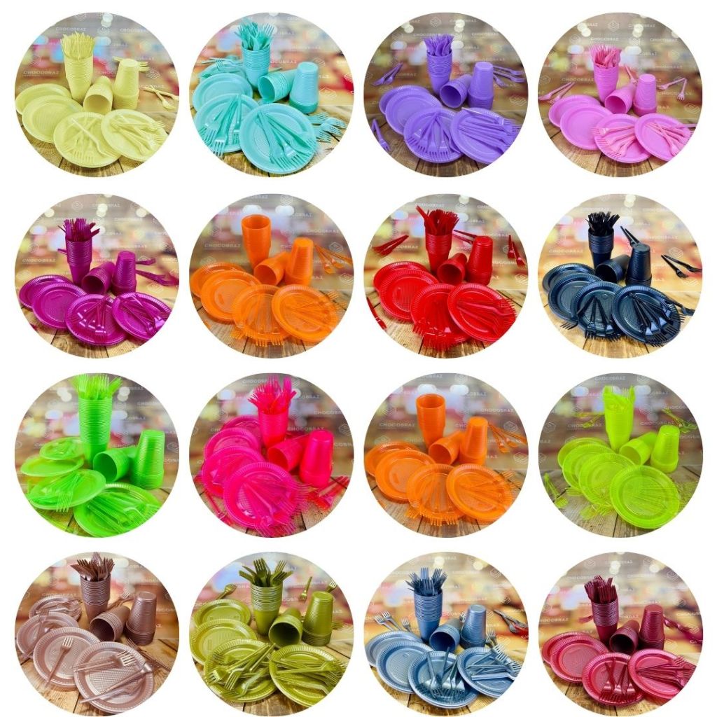 KITS Descartáveis p/ Festa de Aniversário Econômico 50 a 150 Pessoas 36 CORES em Oferta na Shopee