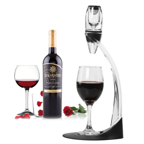 Decanter Decantador Aerador De Vinho Acrílico Torre Deluxe Com Filtro Mágico Deluxe 5 Peças ref: LA001G
