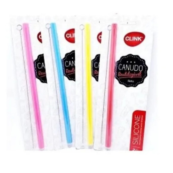 Canudo Curvo de Silicone Reutilizável Ecológico com Escovinha para Limpeza Bebida Suco Drink Não entope em Oferta na Shopee