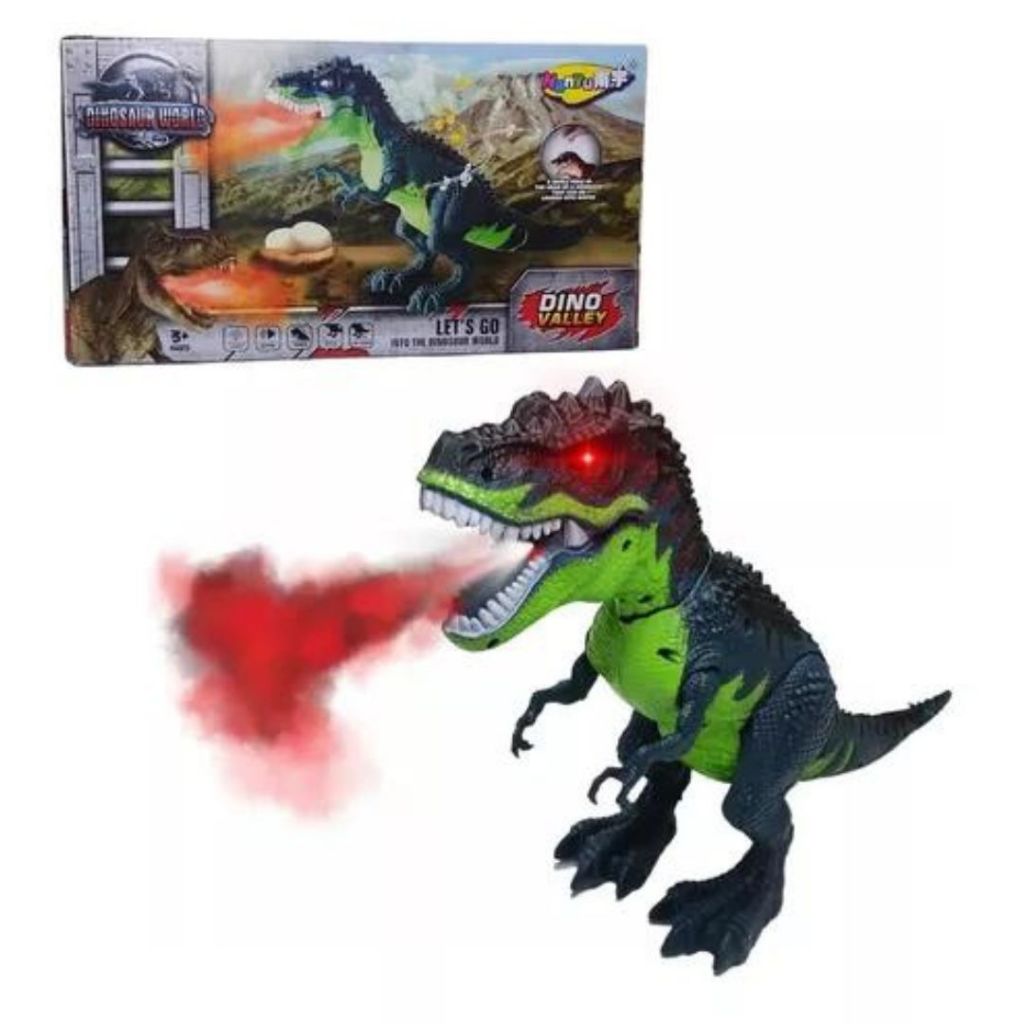 Dinossauro Rex Solta Fumaça Anda Emite Som De Rugido E Luz