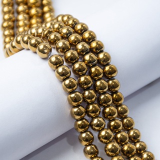 Fio De Pedra Natural Hematita Dourada Aprox 45 Contas 8mm em Oferta na Shopee