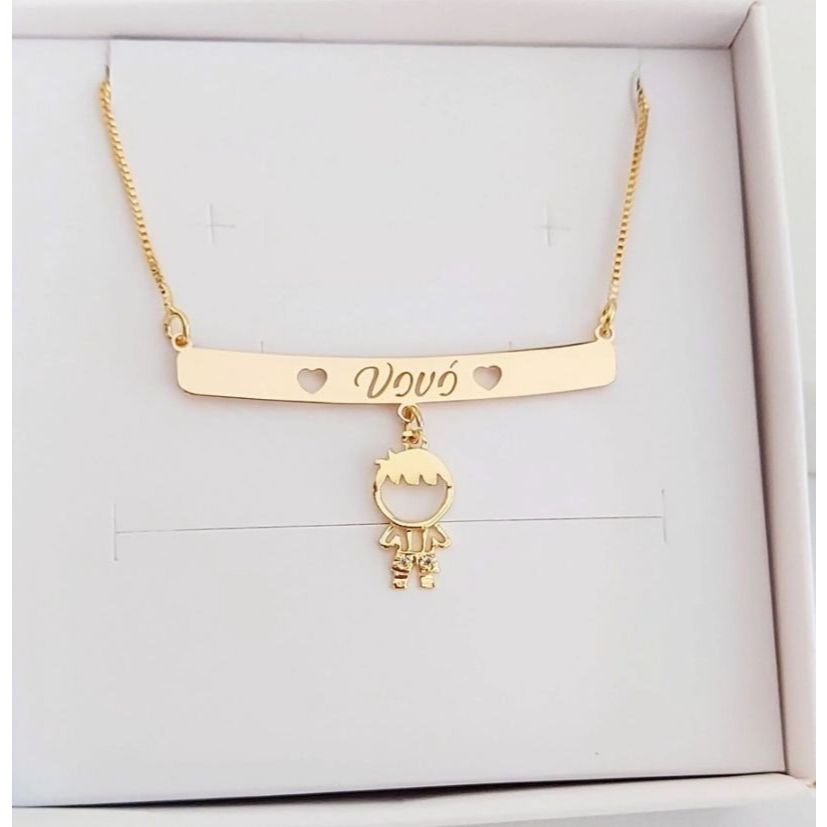 Colar de filhos filhas netos netas de 1 a 5 pingentes banhado a ouro 18k pingente de zirconia