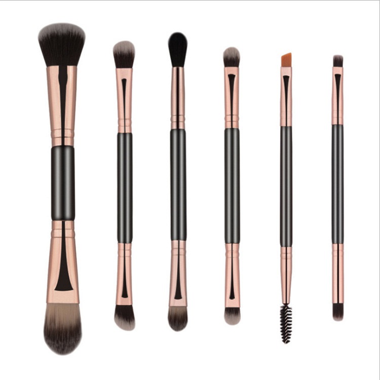 KIT 6 Peças Dupla Cabeça Foundation Nose Shadow Brush Ferramentas de Beleza Foundation