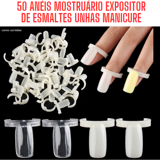 50un Anel Expositor Mostruário Cor Esmalte Unha Artificial