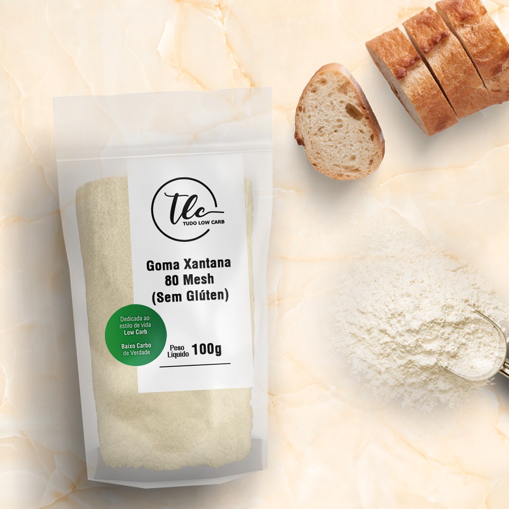 Goma Xantana 80 Mesh Sem Glúten Vegana (100g ~ 1 Kg / Kit 3x ~ 5x 100g) Tlc Tudo Low Carb