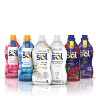 Amaciante de Roupas Concentrado 1L -Girando Sol (Coco Baunilha Magia Carinho Doces Sonhos Paixão) em Oferta na Shopee