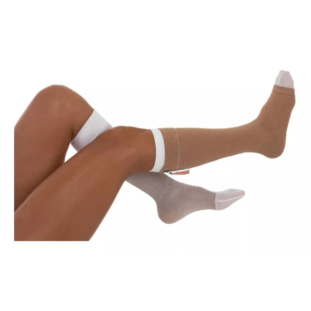 Kit Úlcera Meia Ulcercomfort 30-45 mmHg Zíper AD Panturrilha Circulação Tratamento Feridas