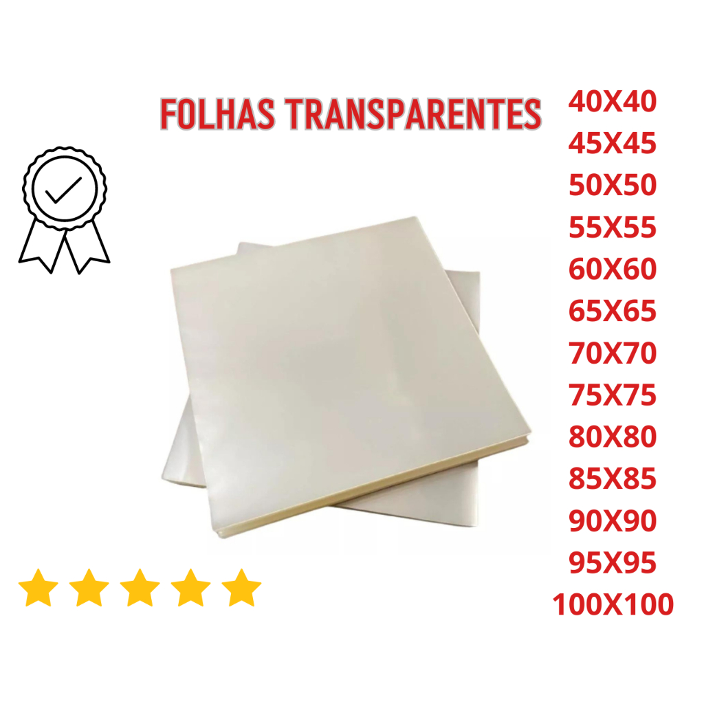 Folhas Transparente Tipo Celofane Alta Qualidade Tamanhos Grandes em Oferta na Shopee