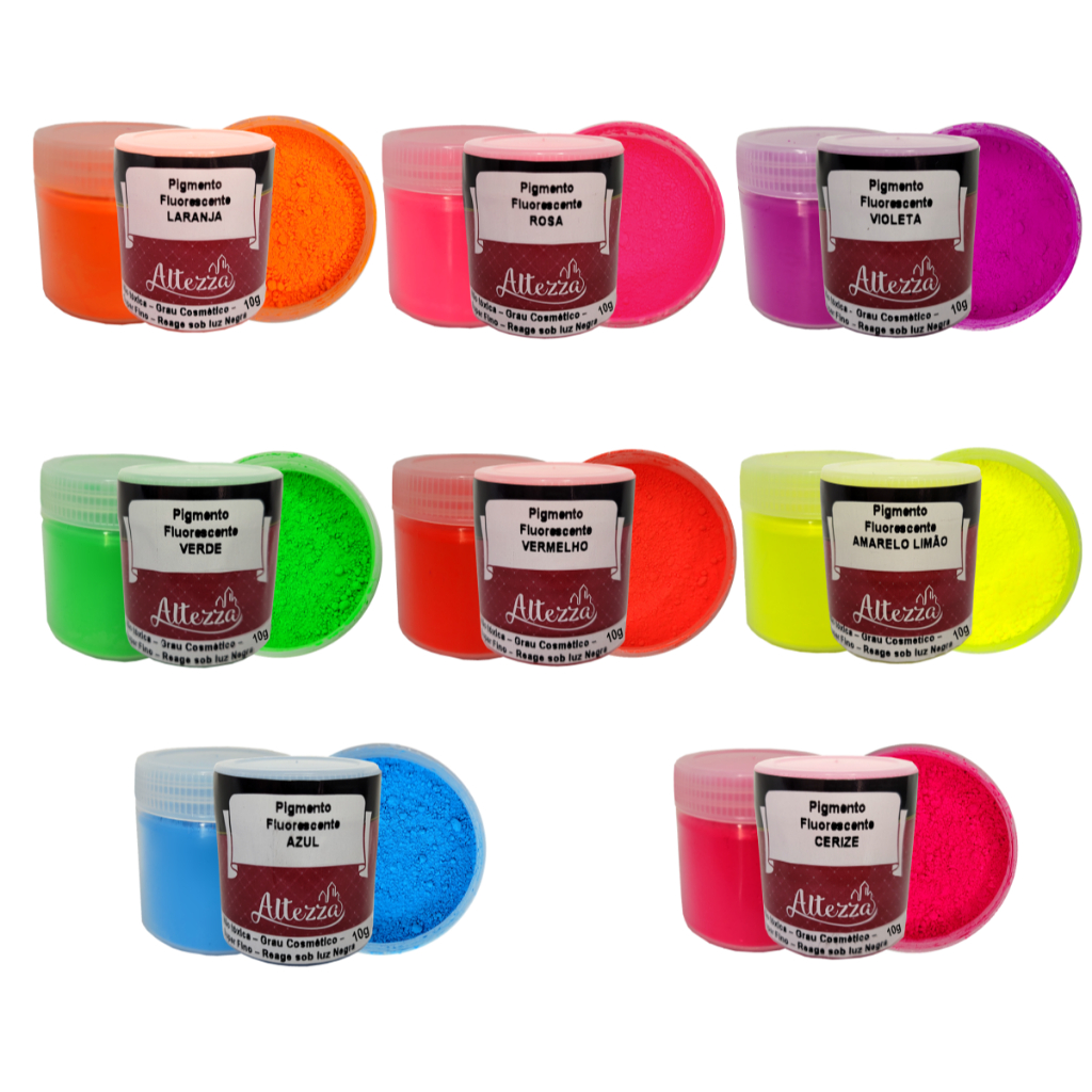 Kit 8 Pigmentos Anilina Para Velas 10g Fluorescente Para Resinas e Plastisol e Biscuit Altezza