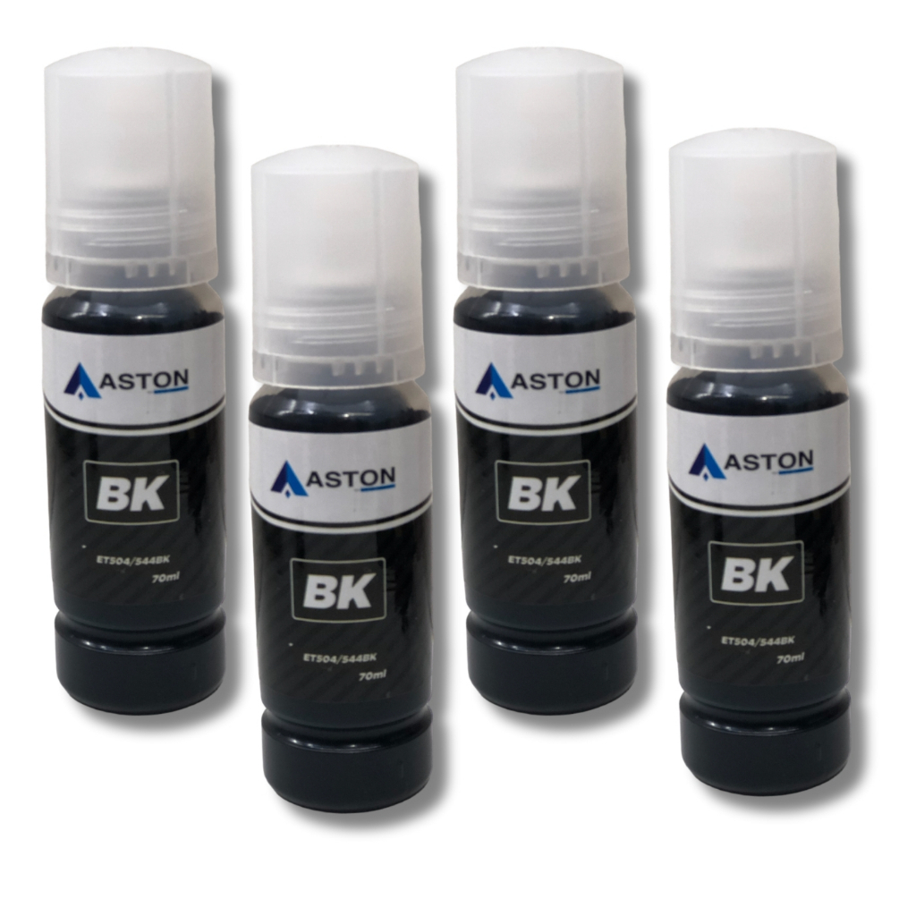 4 Refil Tinta Preta Compatível Epson T504 T544 L3110 L3150 Aston L3150 544 Para Impressora Ecotank
