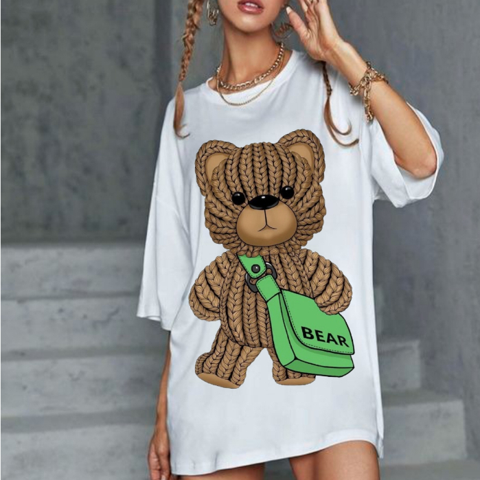 Camiseta T-Shirt estampa Urso Moda Feminina em Oferta na Shopee