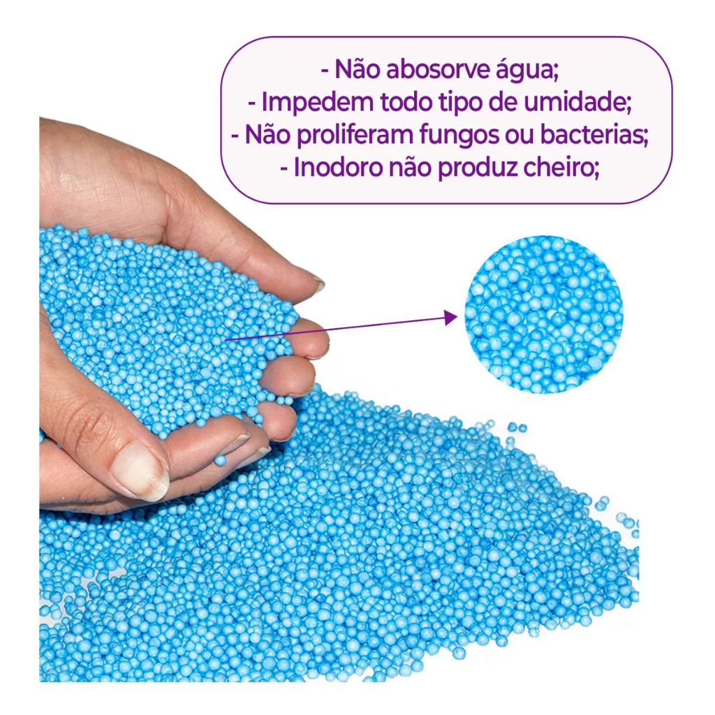 (COR AZUL) 10 Pacotes 500Ml Isopor (perola) bolinha Slime Puff Artesanato