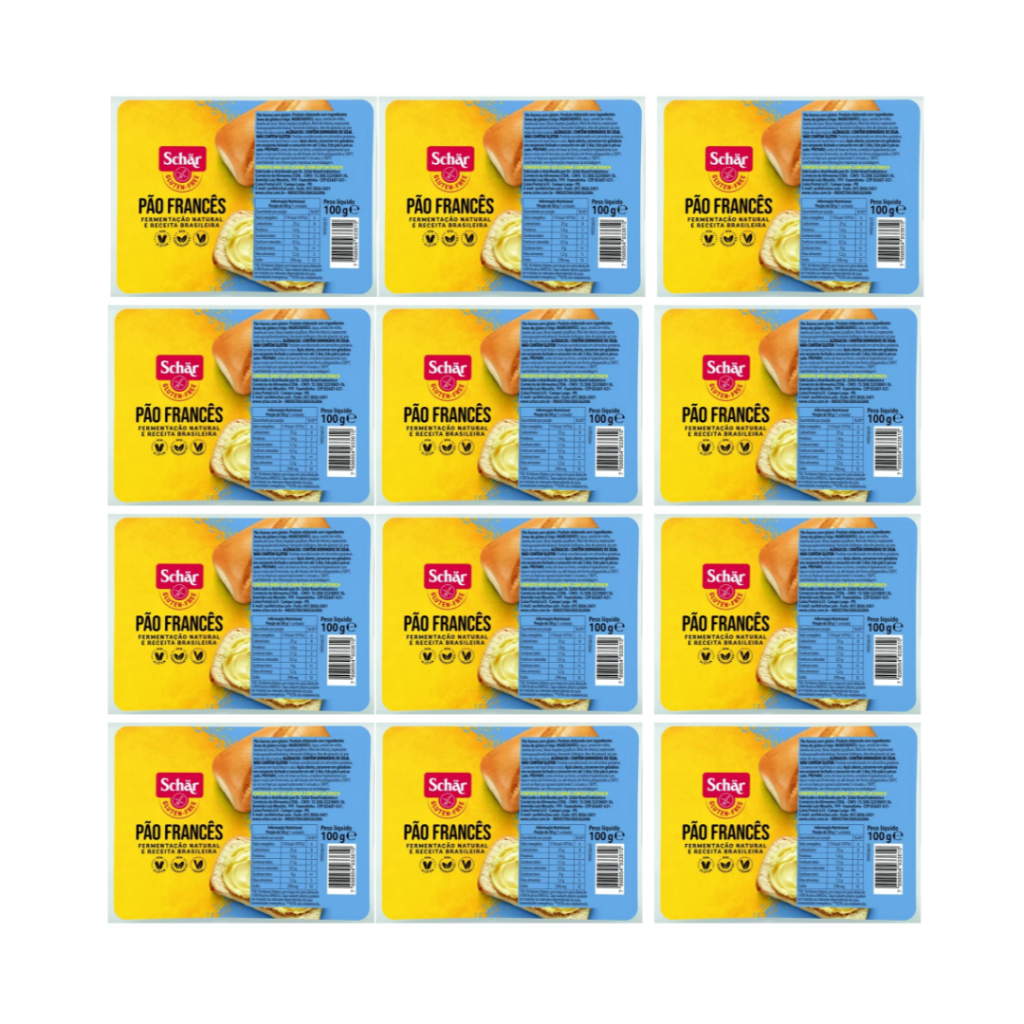 Kit 12 Pães Frances Sem Glúten Receita Brasileira Schar 100g