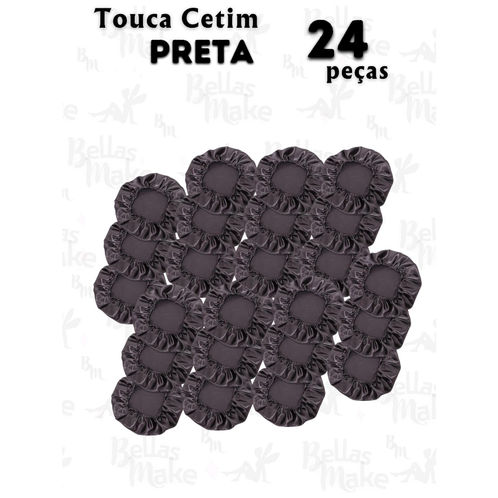 Kit 12, 24 ou 36 Toucas De Cetim Pretas Anti Frizz Day After Para Revender