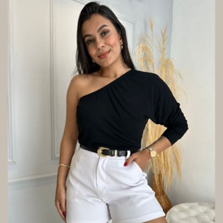 Blusa Feminina Elegante  Um Ombro Só  Blusinha Mula Manca Casual Estilosa