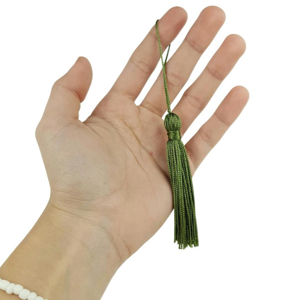 Pingente De Seda Tassel - Franja - Verde Oliva - Com 20 Unidades - BRX