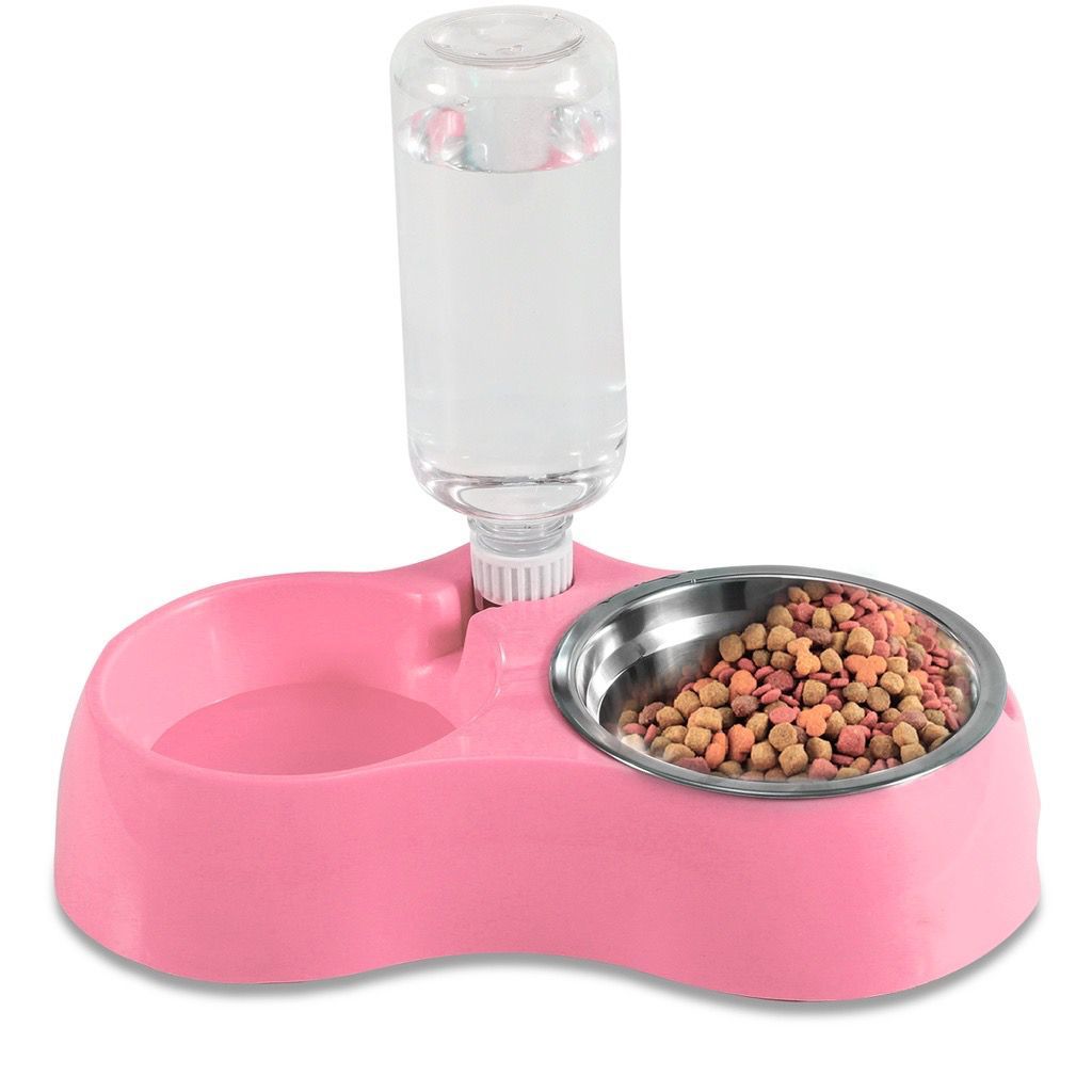 Comedouro e Bebedouro Duplo Automático - Água e Ração Para Pet - Cachorro Gato