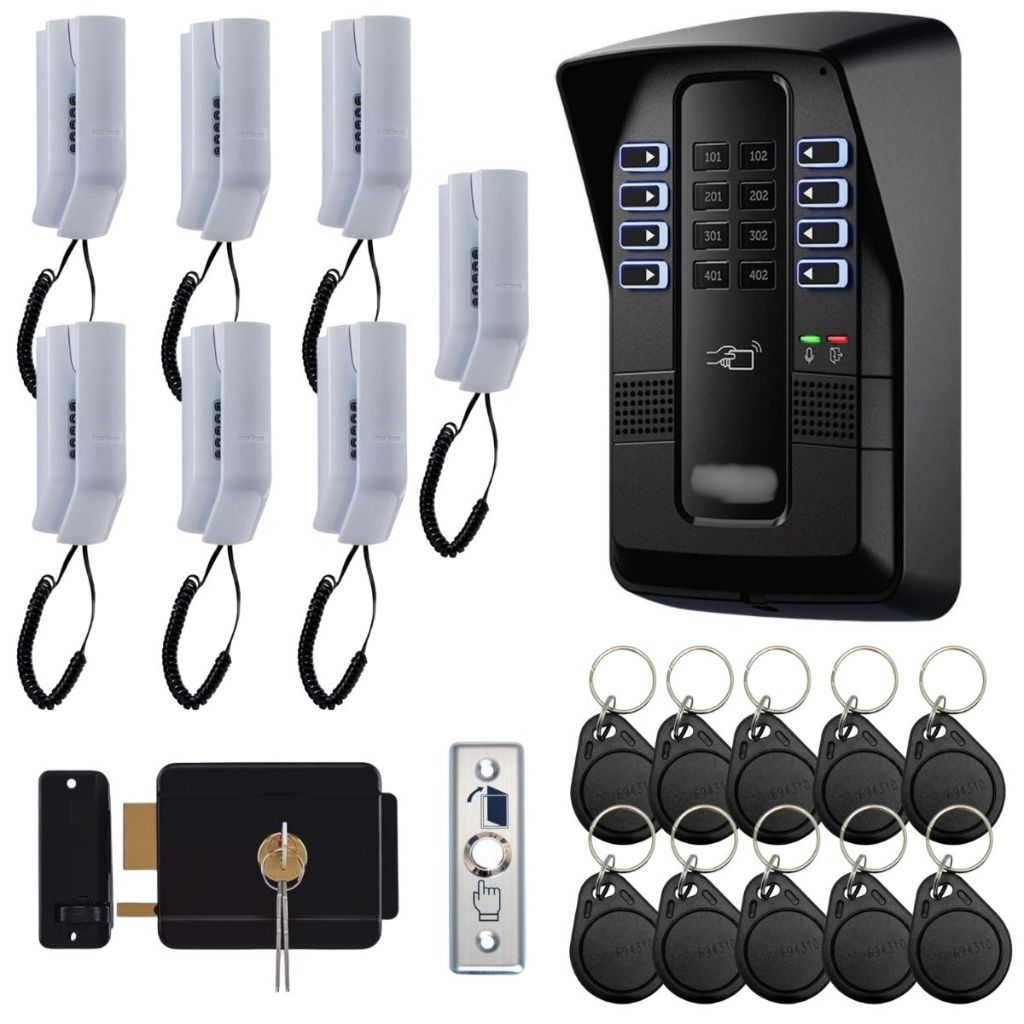 Porteiro Coletivo Interfone Collective Eletronico 7 Pontos 36 Chaveiros e Fechadura Intelbras