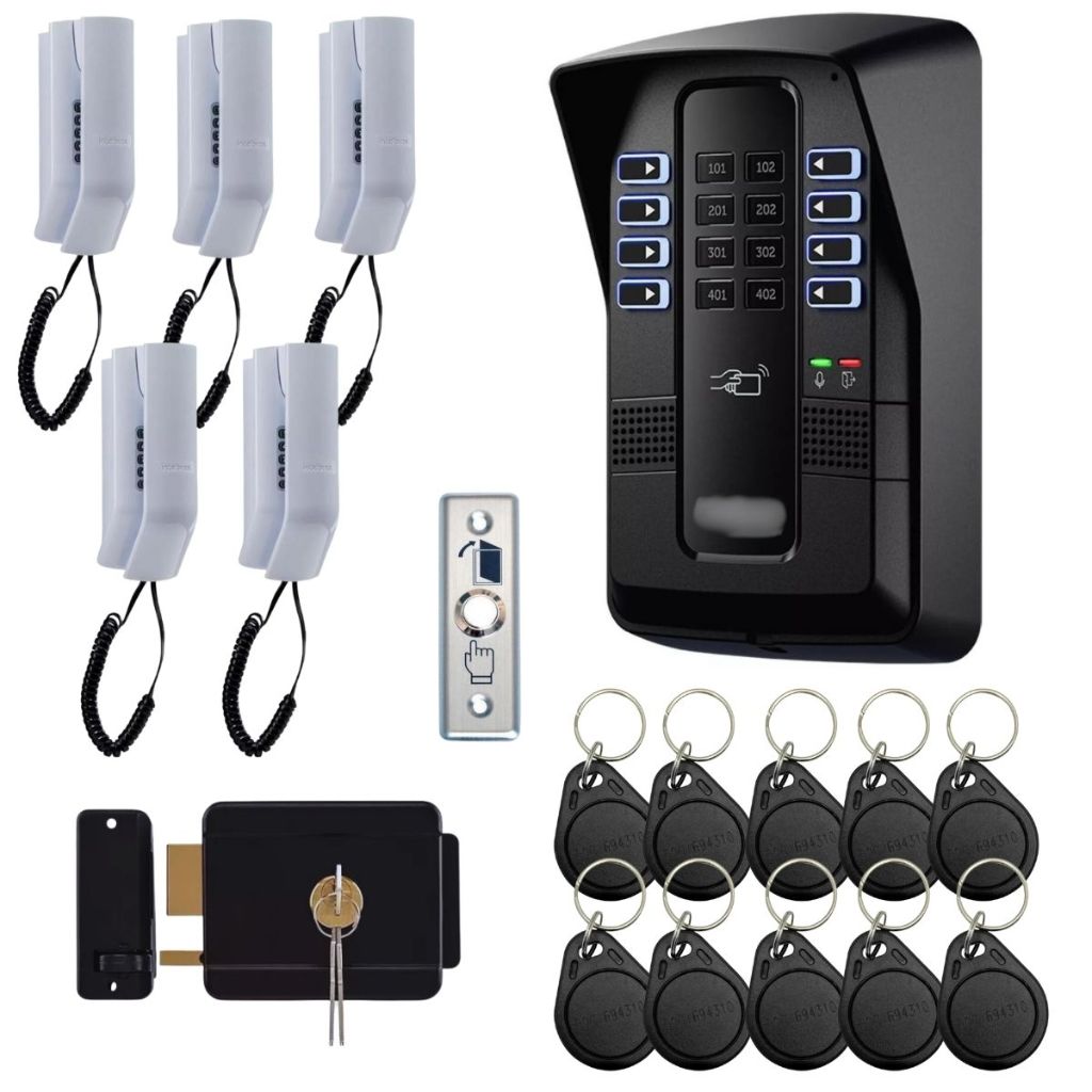 Porteiro Coletivo Interfone Collective 5 Pontos Predial Completo Fechadura e Tags Intelbras
